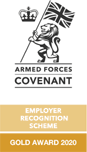 Logo: Armed Forces Covenant - Employer Recognition Scheme - Gold Award 2020